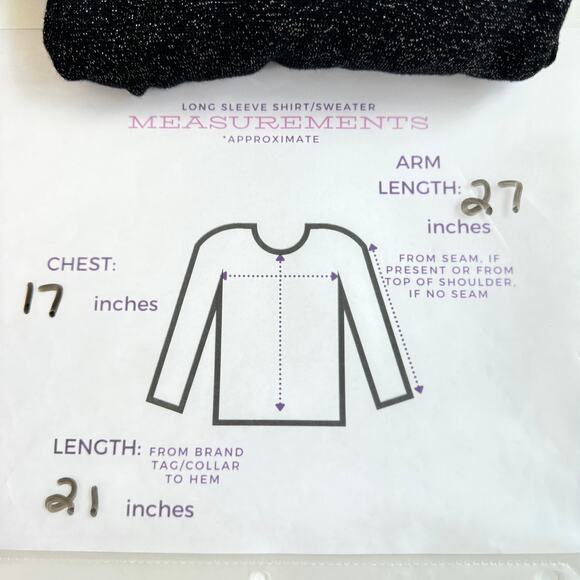 CeCe Womens Long Sleep Top Blouse Size S Metallic Ruffle Sleeve Stretch Black - Picture 7 of 7